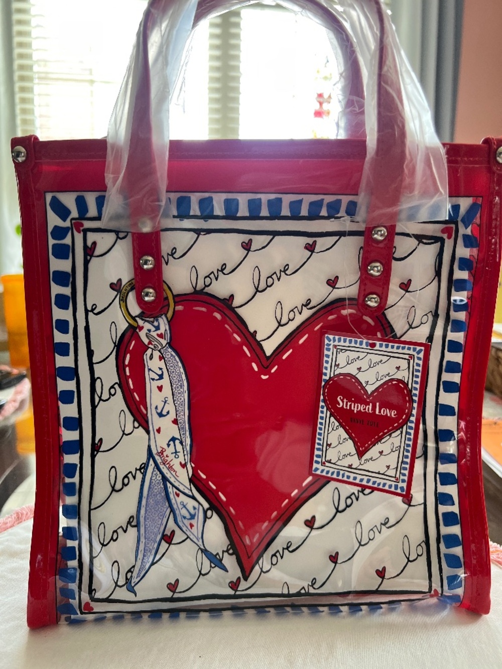 Brighton Striped Love Clear Tote Bag